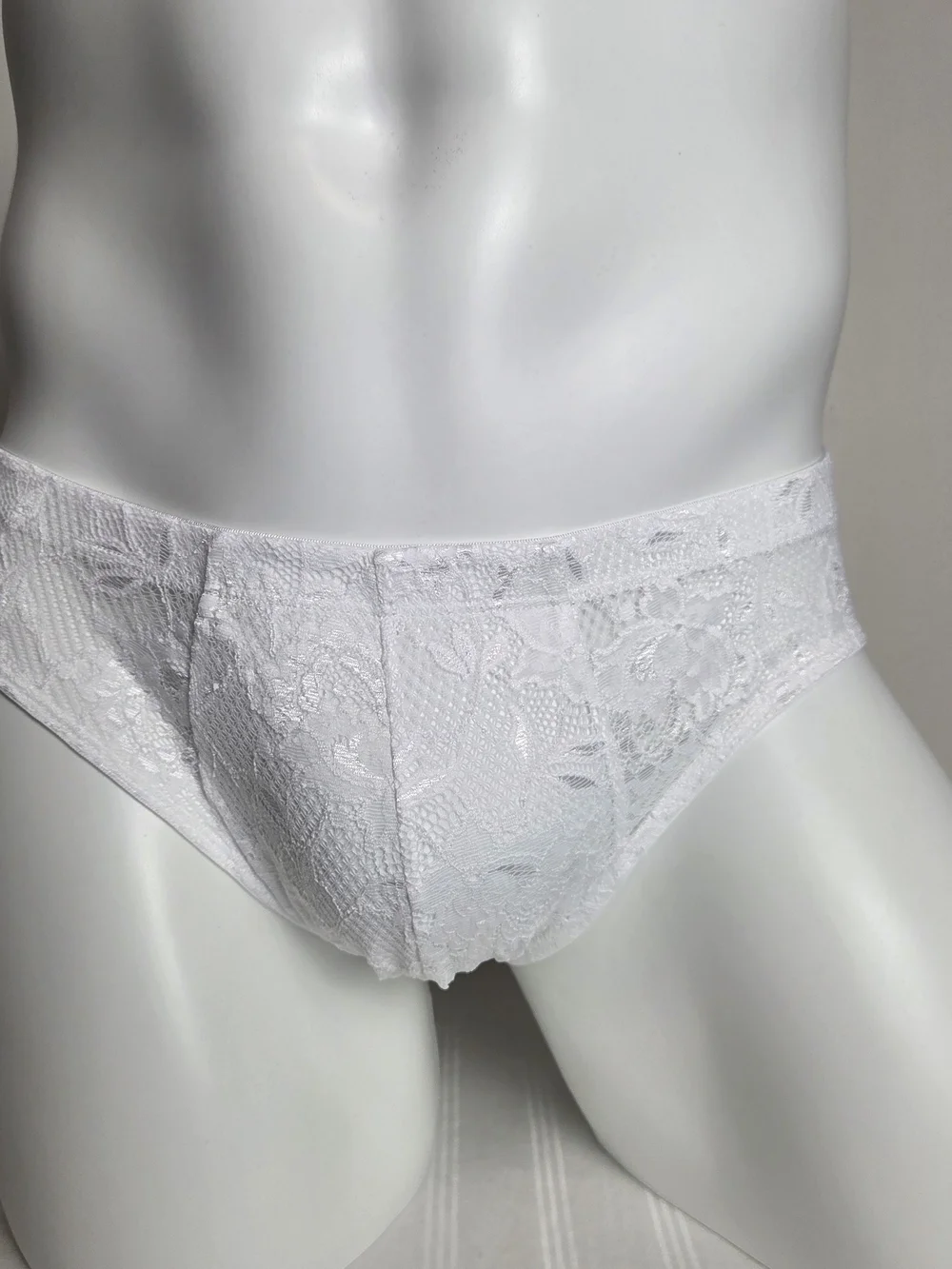 Cosabella White Lace Men's Briefs - Sheer Panel Support